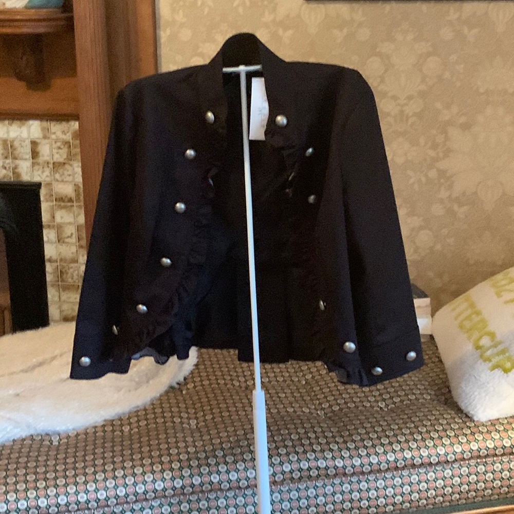 Studio john Paul Richard cropped ruffled military jacket. NWT